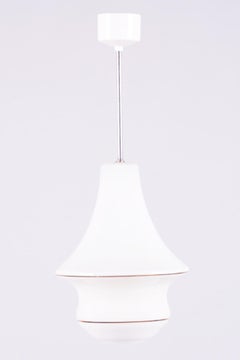 Restored Art Deco Chandelier, Opal Glass, New Electrification, Czech, 1940s