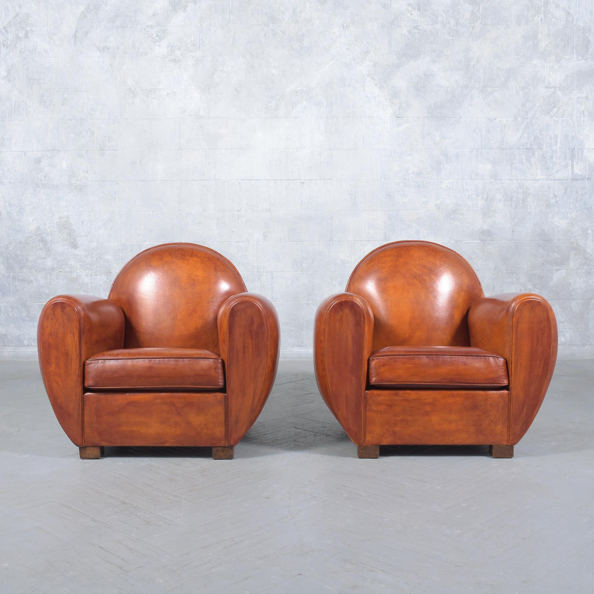 Brass Restored Art Deco Club Chairs: 1960s French Deco Elegance