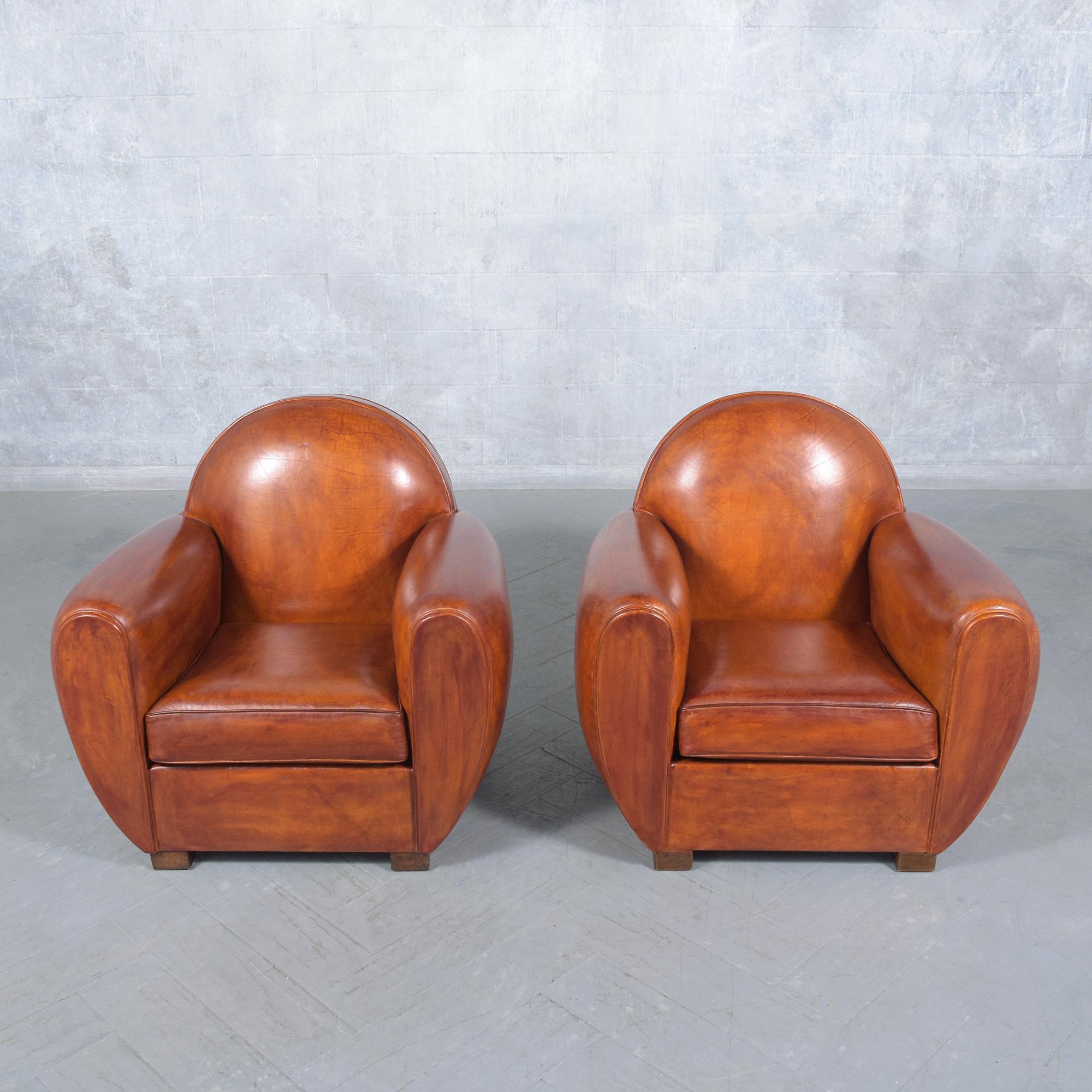 Restored Art Deco Club Chairs: 1960s French Deco Elegance For Sale 1
