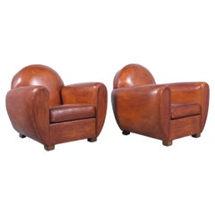 Retro Restored Art Deco Club Chairs: 1960s French Deco Elegance