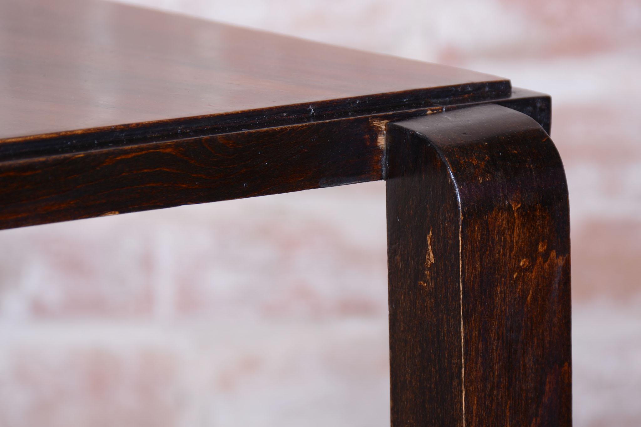 Restored Art Deco Coffee Table, Beech, Walnut, Revived Polish, France, 1930s For Sale 5