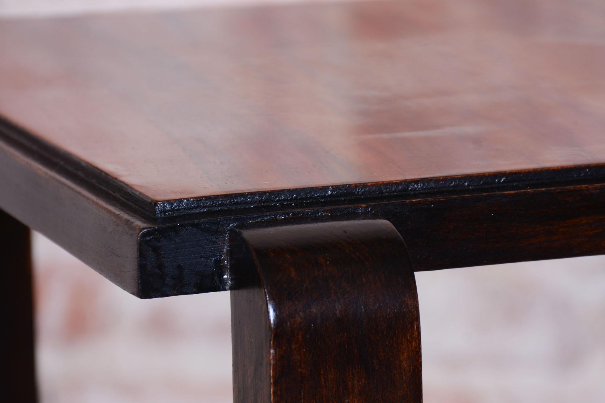 Restored Art Deco Coffee Table, Beech, Walnut, Revived Polish, France, 1930s For Sale 6