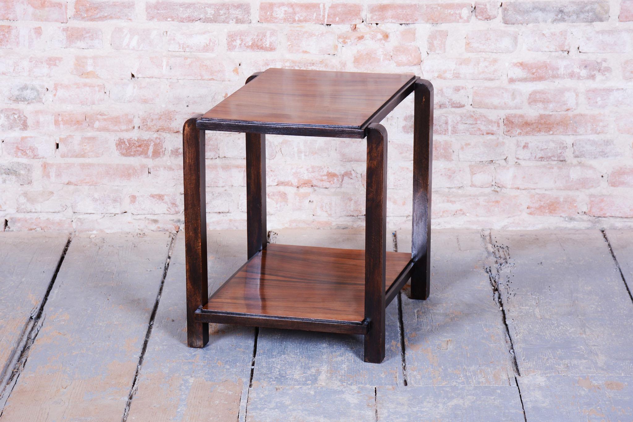 Czech Restored Art Deco Coffee Table, Beech, Walnut, Revived Polish, France, 1930s For Sale