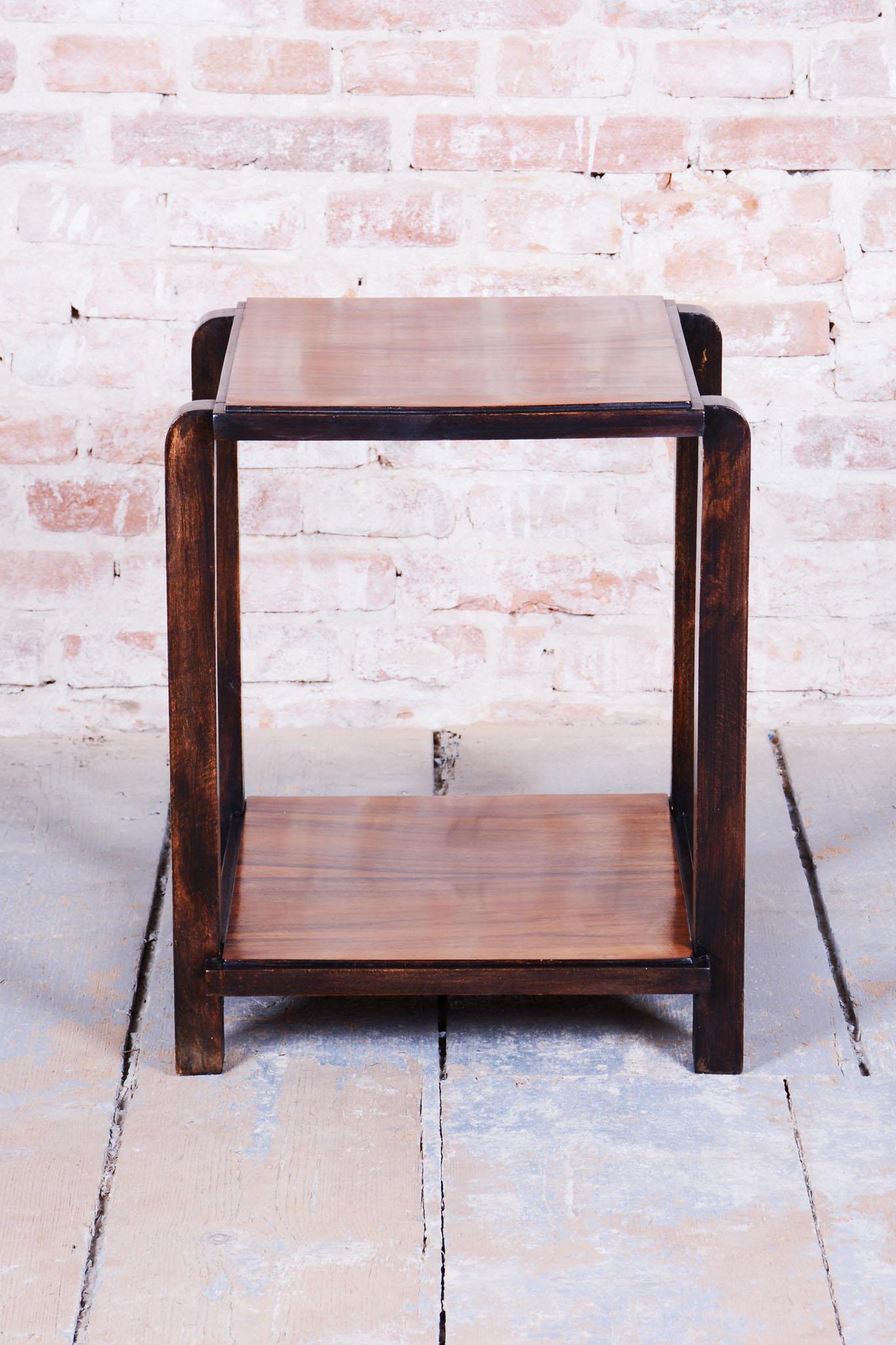 20th Century Restored Art Deco Coffee Table, Beech, Walnut, Revived Polish, France, 1930s For Sale