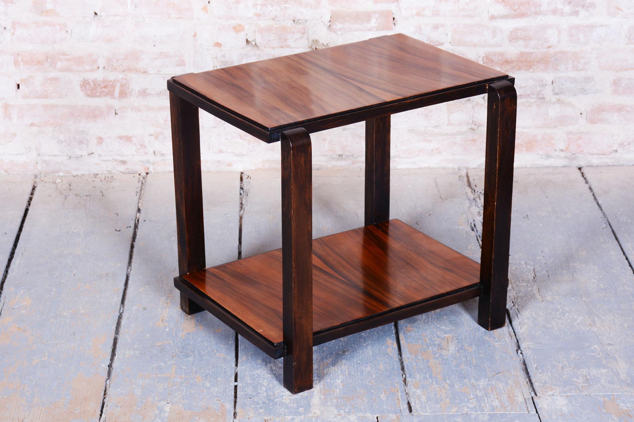 Restored Art Deco Coffee Table, Beech, Walnut, Revived Polish, France, 1930s For Sale 1