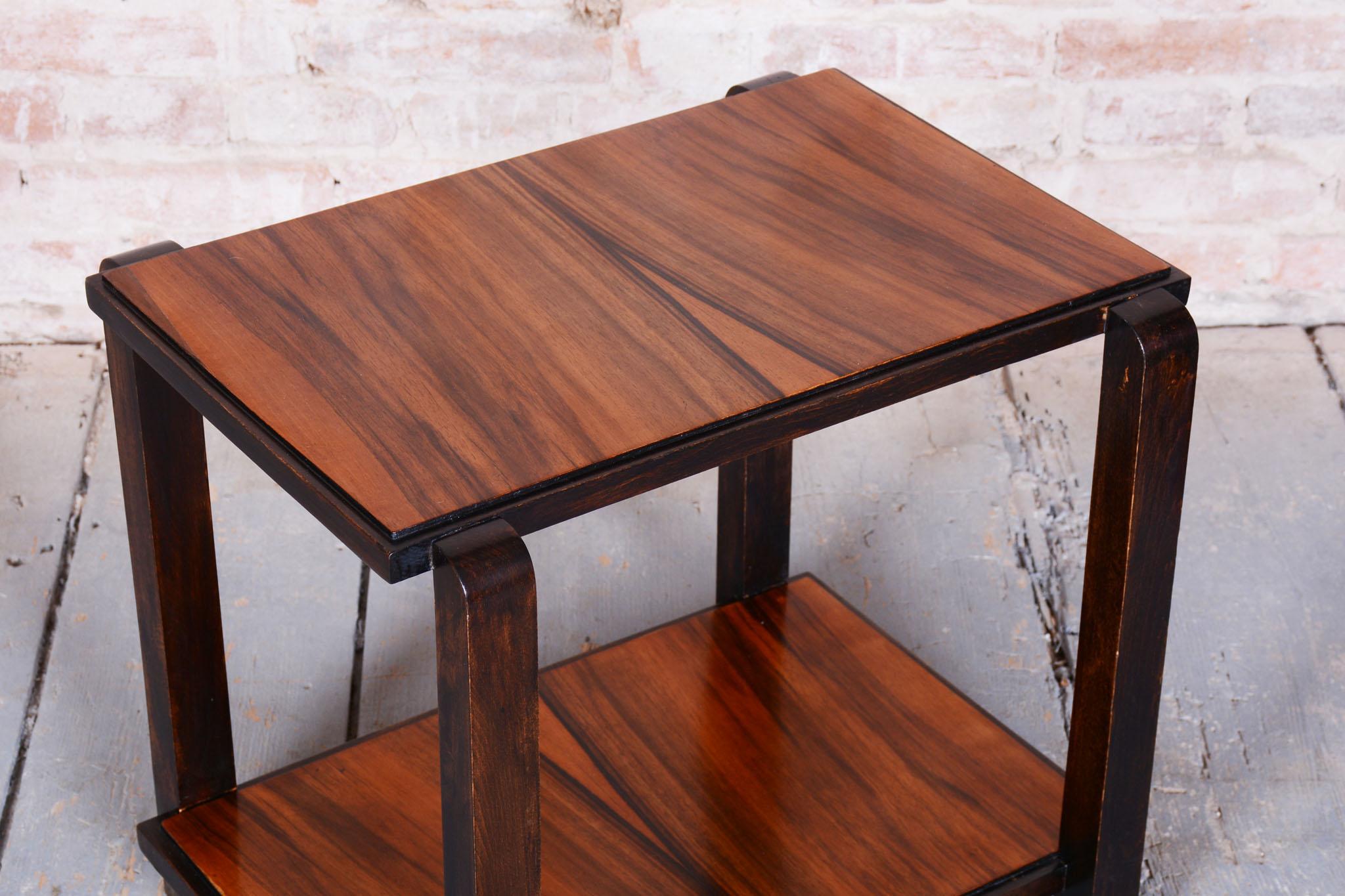 Restored Art Deco Coffee Table, Beech, Walnut, Revived Polish, France, 1930s For Sale 3