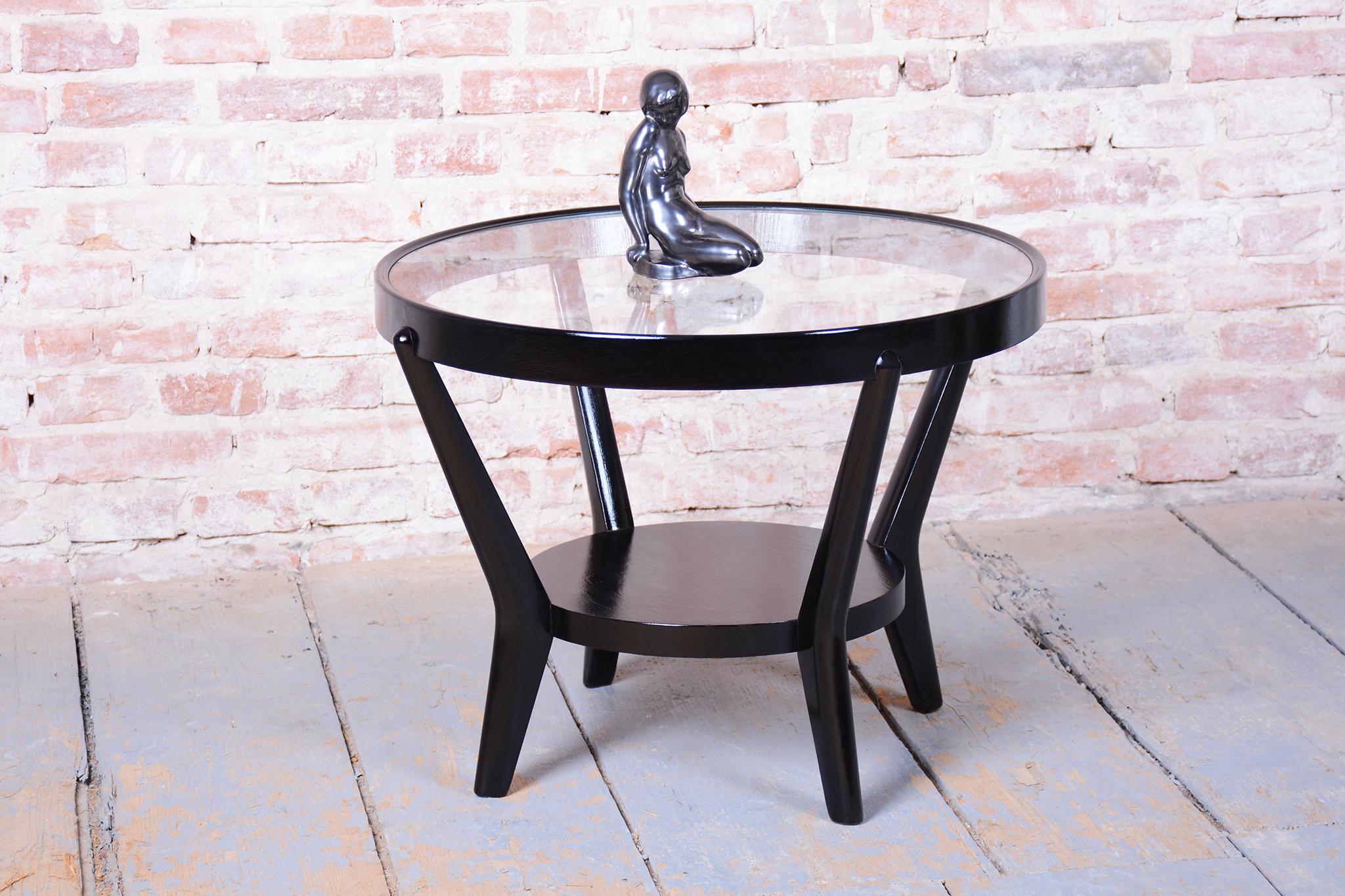 Table basse Art déco restaurée, par Koželka et Kropáček, Oak, tchèque, années 1940 en vente 8