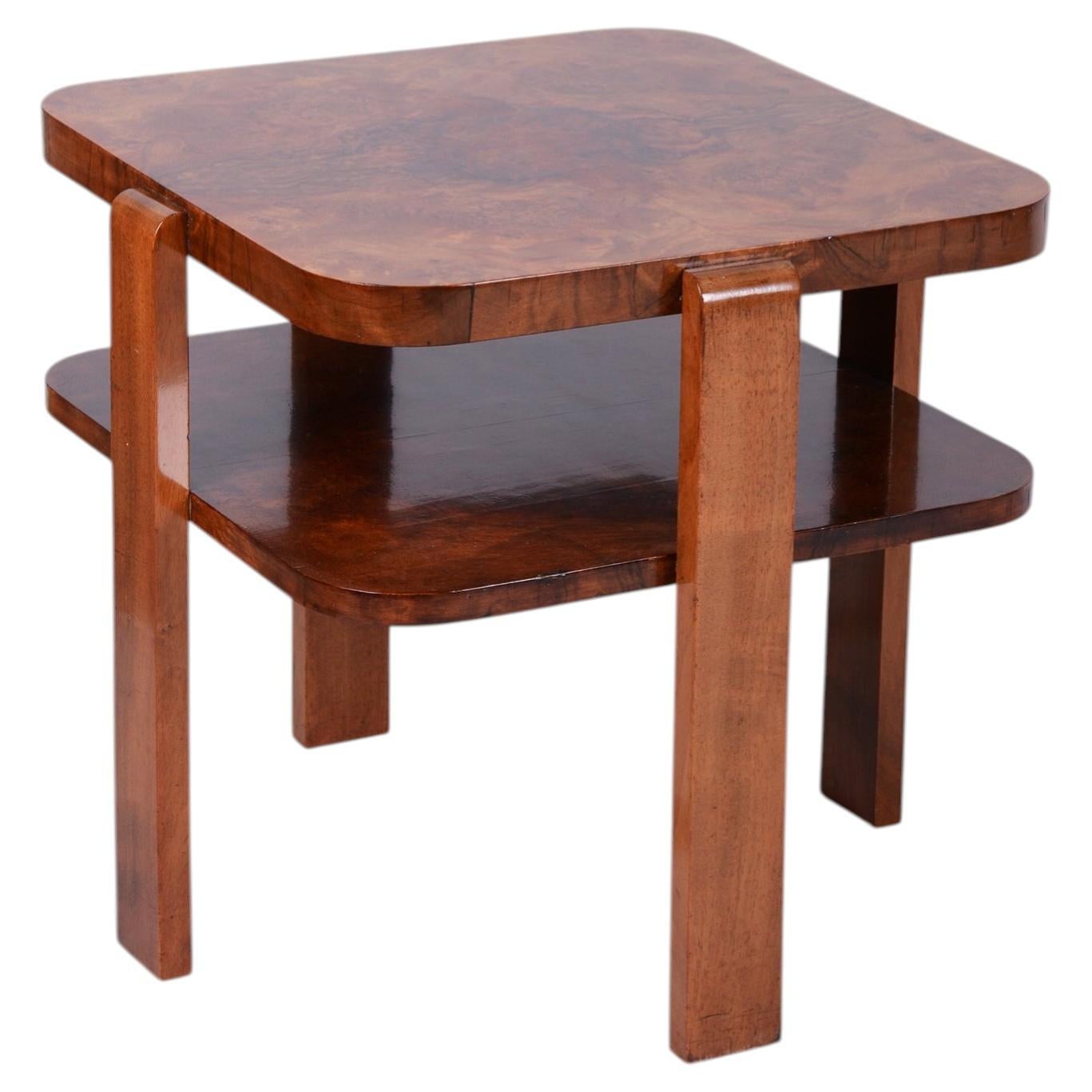 Restored Art Deco Coffee Table, Walnut, Revived Polish, Czech, 1930s
