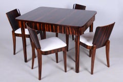 Restored Art Deco Dinig Set, by Oldřich Liška, Macassar, Leather, Czech, 1920s
