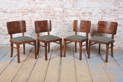 Conjunto de comedor Art Déco restaurado, haya, abeto, chapa de nogal, República Checa, década de 1920