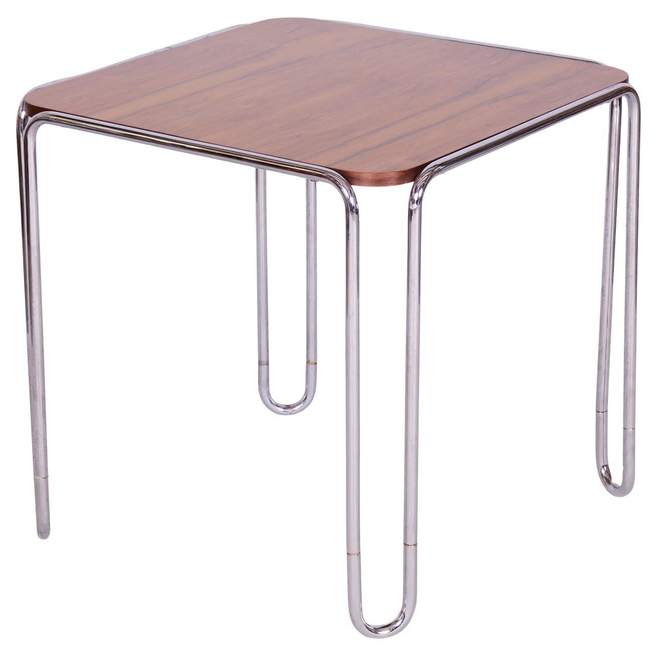 Restaurierter Art-Déco-Esstisch, von M. Breuer für Thonet, Nussbaum, Deutschland, 1930er Jahre im Angebot