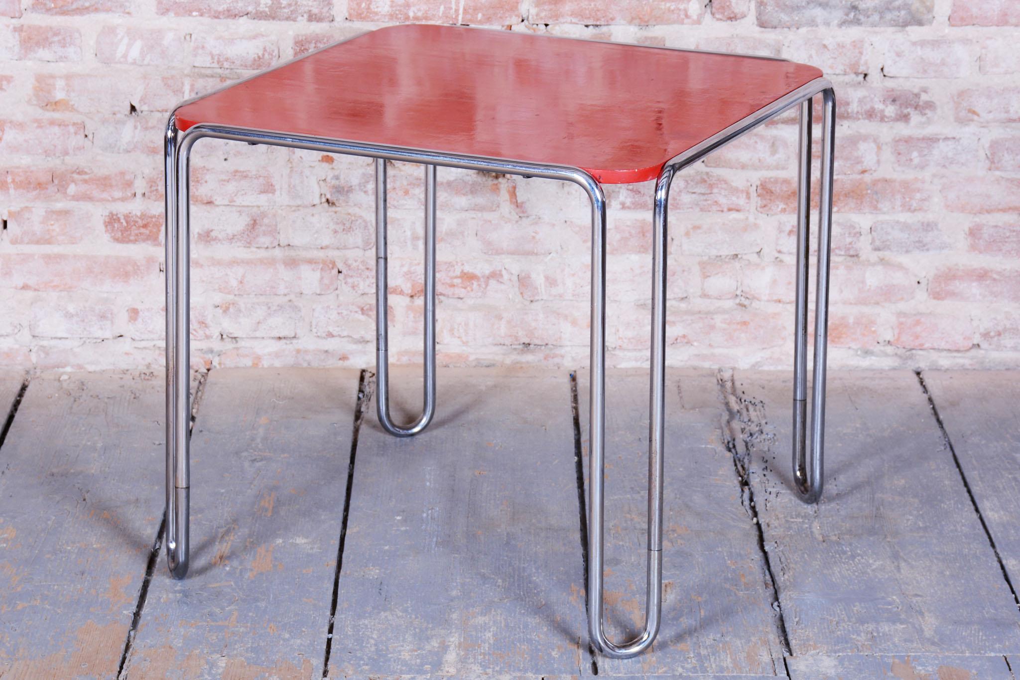Restaurierter Art-Déco-Esstisch, von Thonet, Chrom, Stahl, Deutschland, 1930er Jahre (Art déco) im Angebot