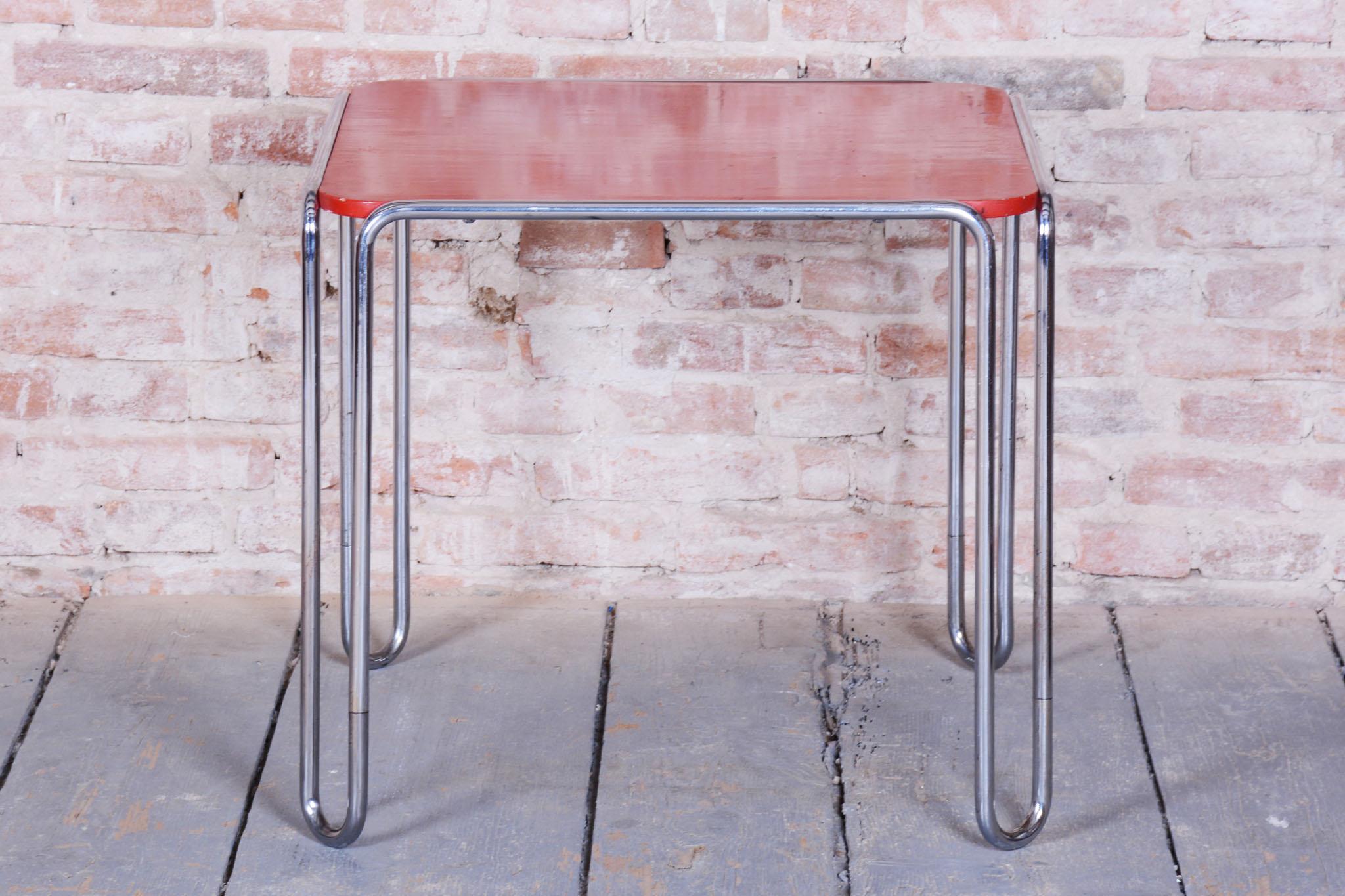 Restaurierter Art-Déco-Esstisch, von Thonet, Chrom, Stahl, Deutschland, 1930er Jahre im Zustand „Gut“ im Angebot in Brandys nad Labem, Středočeský kraj