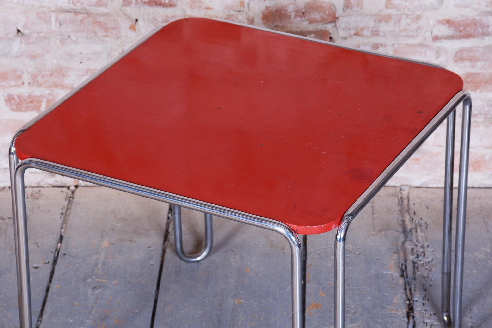 Restaurierter Art-Déco-Esstisch, von Thonet, Chrom, Stahl, Deutschland, 1930er Jahre im Angebot 2