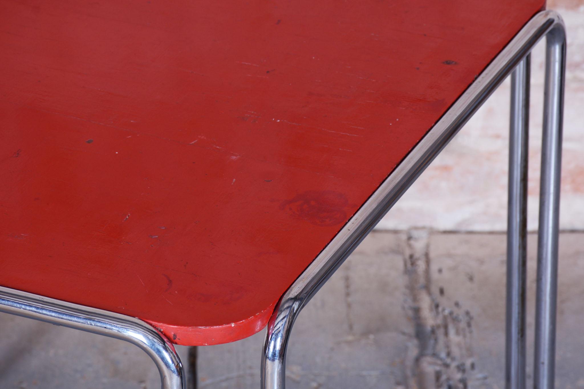 Restaurierter Art-Déco-Esstisch, von Thonet, Chrom, Stahl, Deutschland, 1930er Jahre im Angebot 3