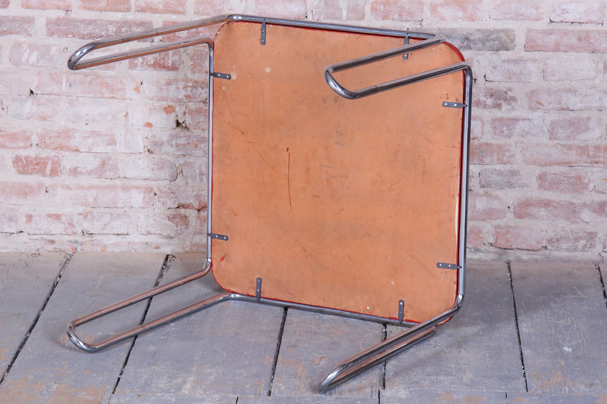 Restaurierter Art-Déco-Esstisch, von Thonet, Chrom, Stahl, Deutschland, 1930er Jahre im Angebot 4