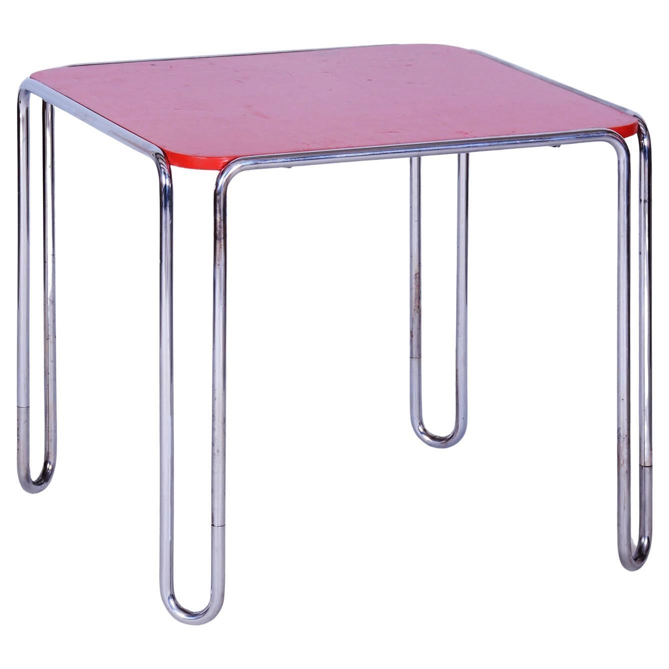 Restaurierter Art-Déco-Esstisch, von Thonet, Chrom, Stahl, Deutschland, 1930er Jahre