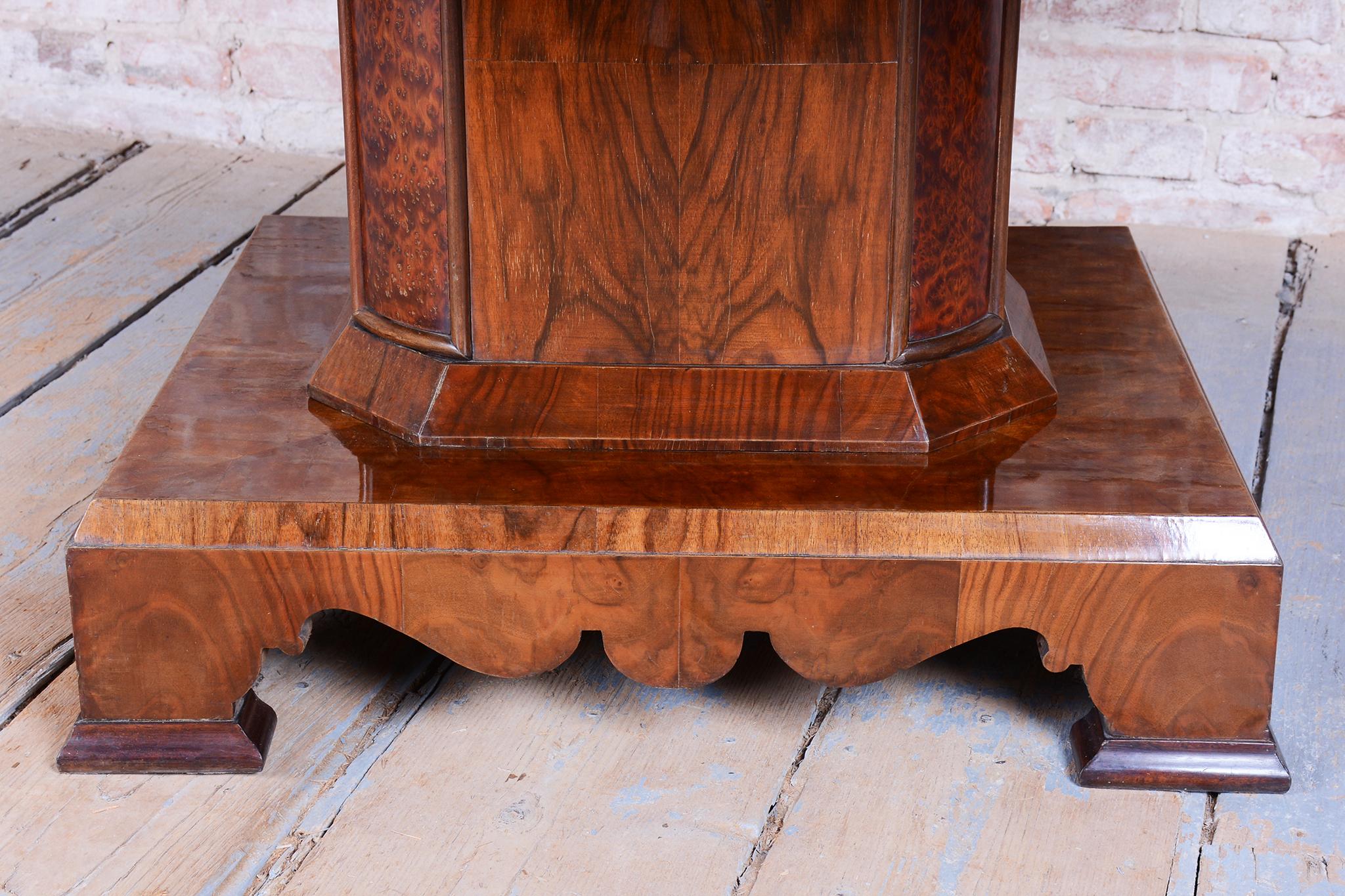 Wood Restored Art Deco Dining Table, Walnut, Repolished, Czech, 1920s For Sale