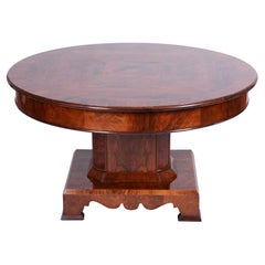 Table de salle à manger Art déco restaurée, noyer, repoli, tchèque, années 1920