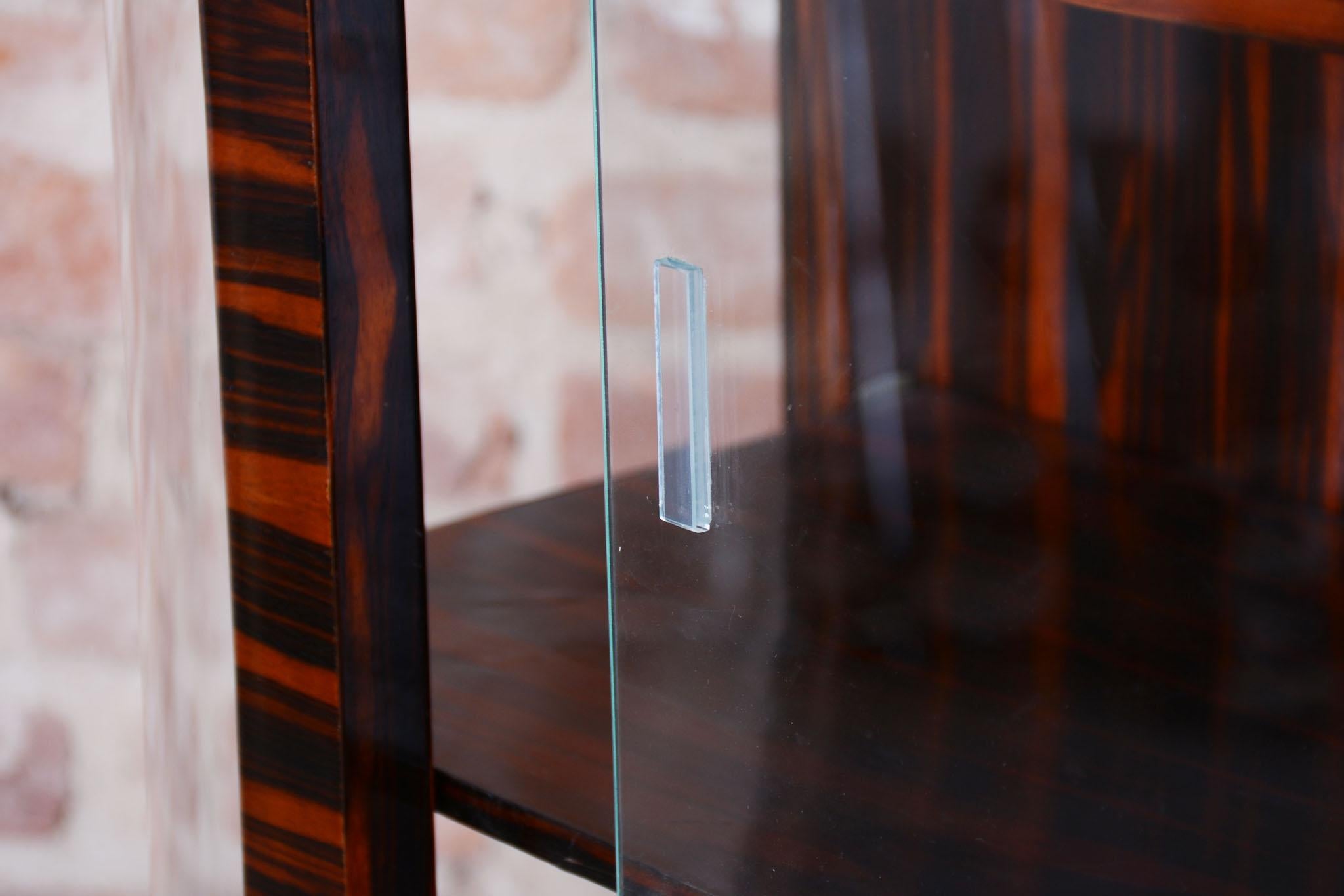 Restored Art Deco Display Cabinet , Macassar and Glass, Polished, Frace, 1920s 8