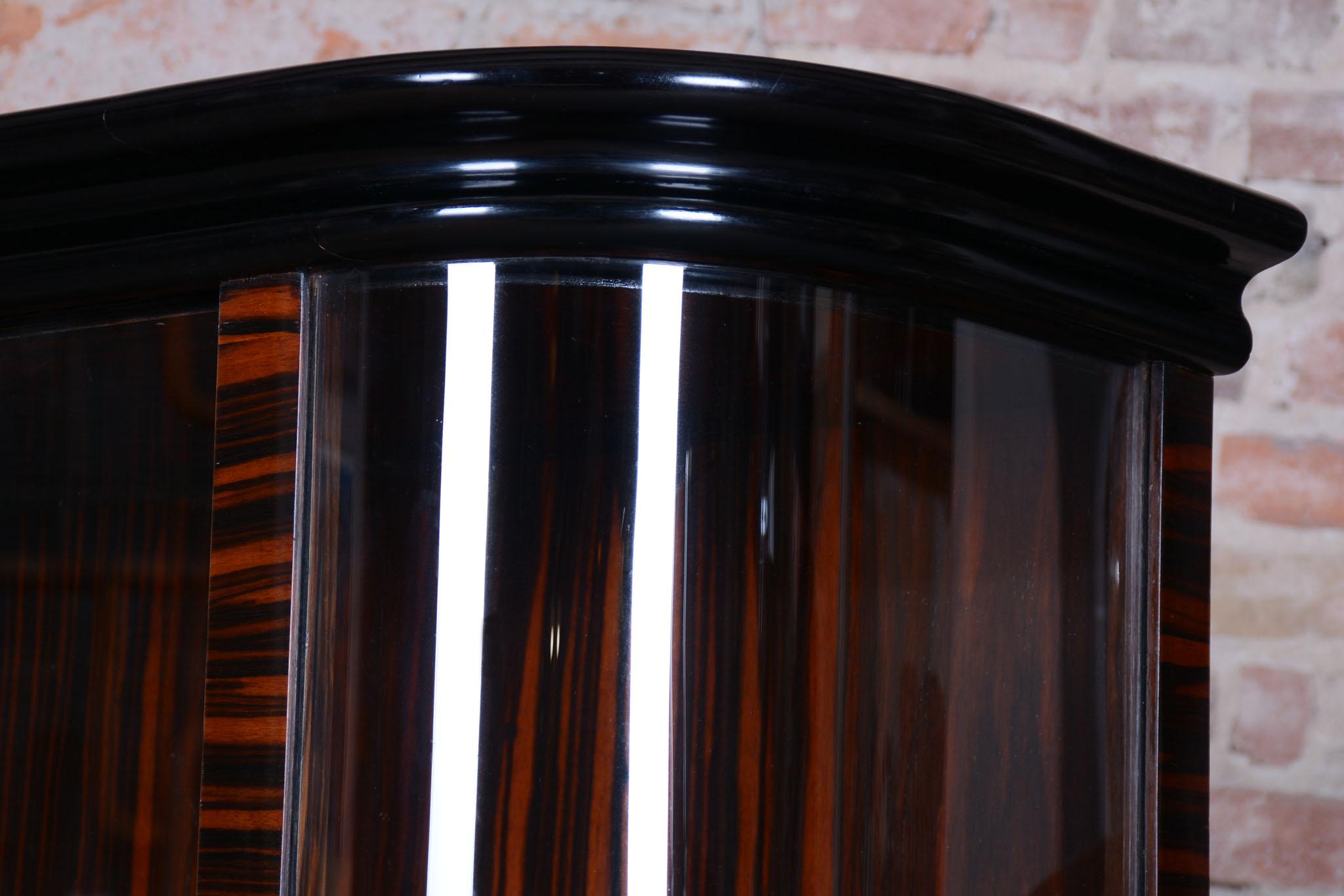 Restored Art Deco Display Cabinet , Macassar and Glass, Polished, Frace, 1920s 9