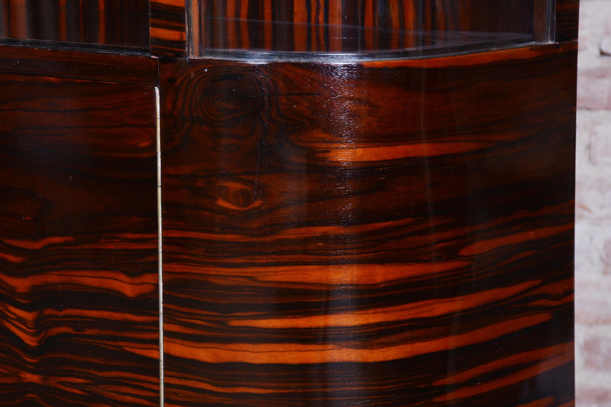 Restored Art Deco Display Cabinet , Macassar and Glass, Polished, Frace, 1920s 10