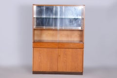 Restored Art Deco Display Cabinet , Oak and Glass, Czech, 1940s