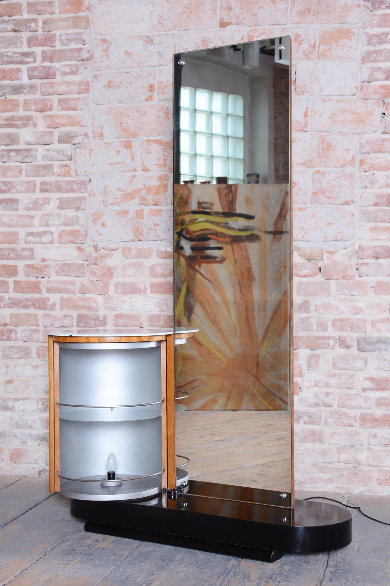 Mid-20th Century Restored Art Deco Dressing Mirror, by Halabala, UP Zavody, Ash, Czech, 1930s For Sale