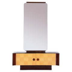 Restored Art Deco Dressing Mirror, by Halabala, UP Zavody, Maple, Czech, 1940s