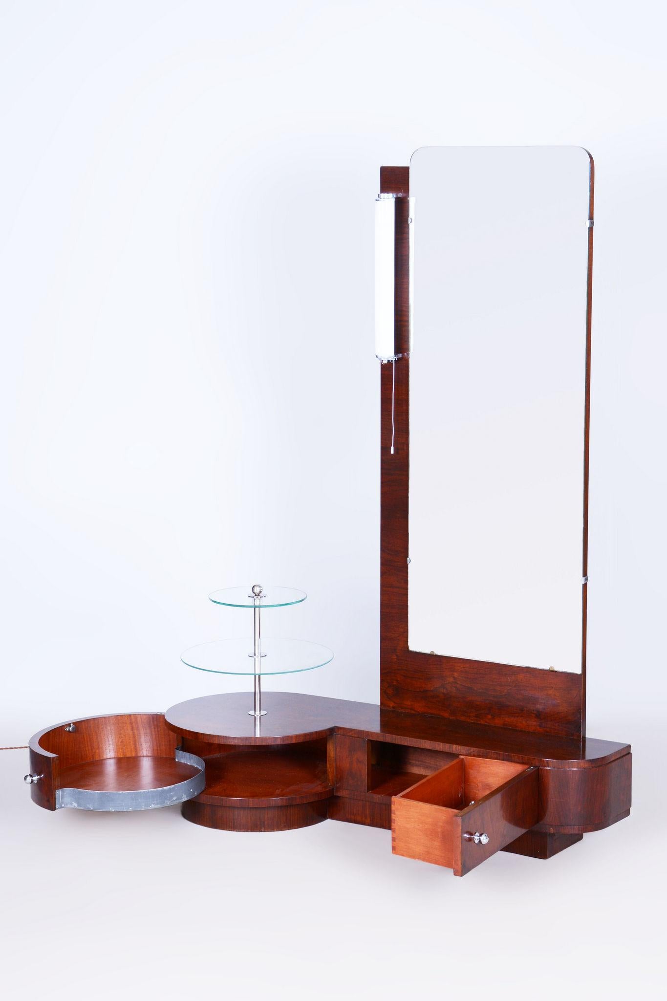 Restored Art Deco Dressing Mirror, by Halabala, UP Zavody, Walnut, Czech, 1920s For Sale 7