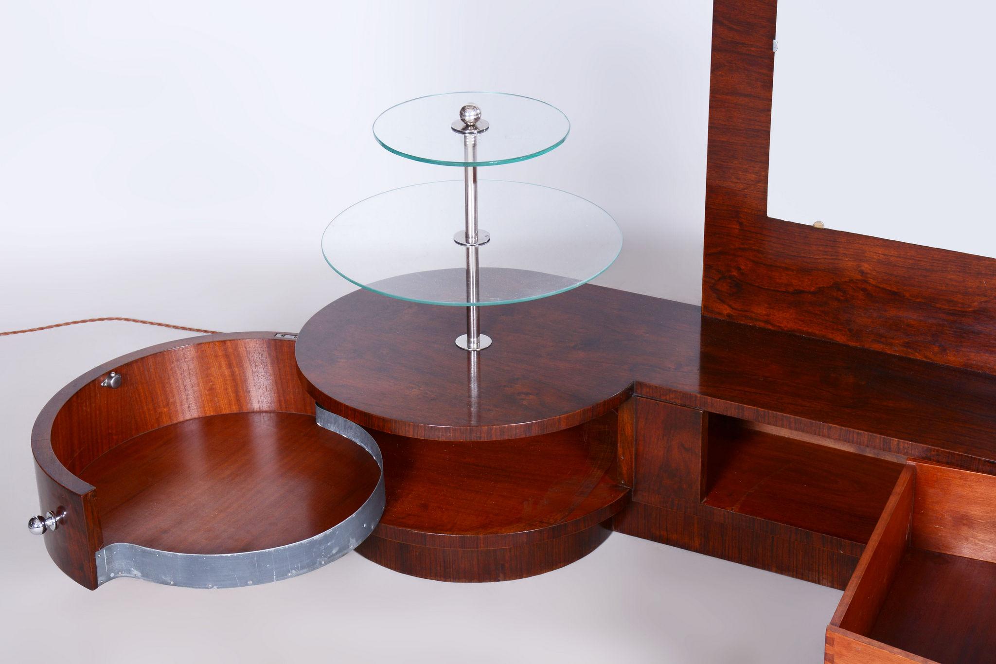 Restored Art Deco Dressing Mirror, by Halabala, UP Zavody, Walnut, Czech, 1920s For Sale 8