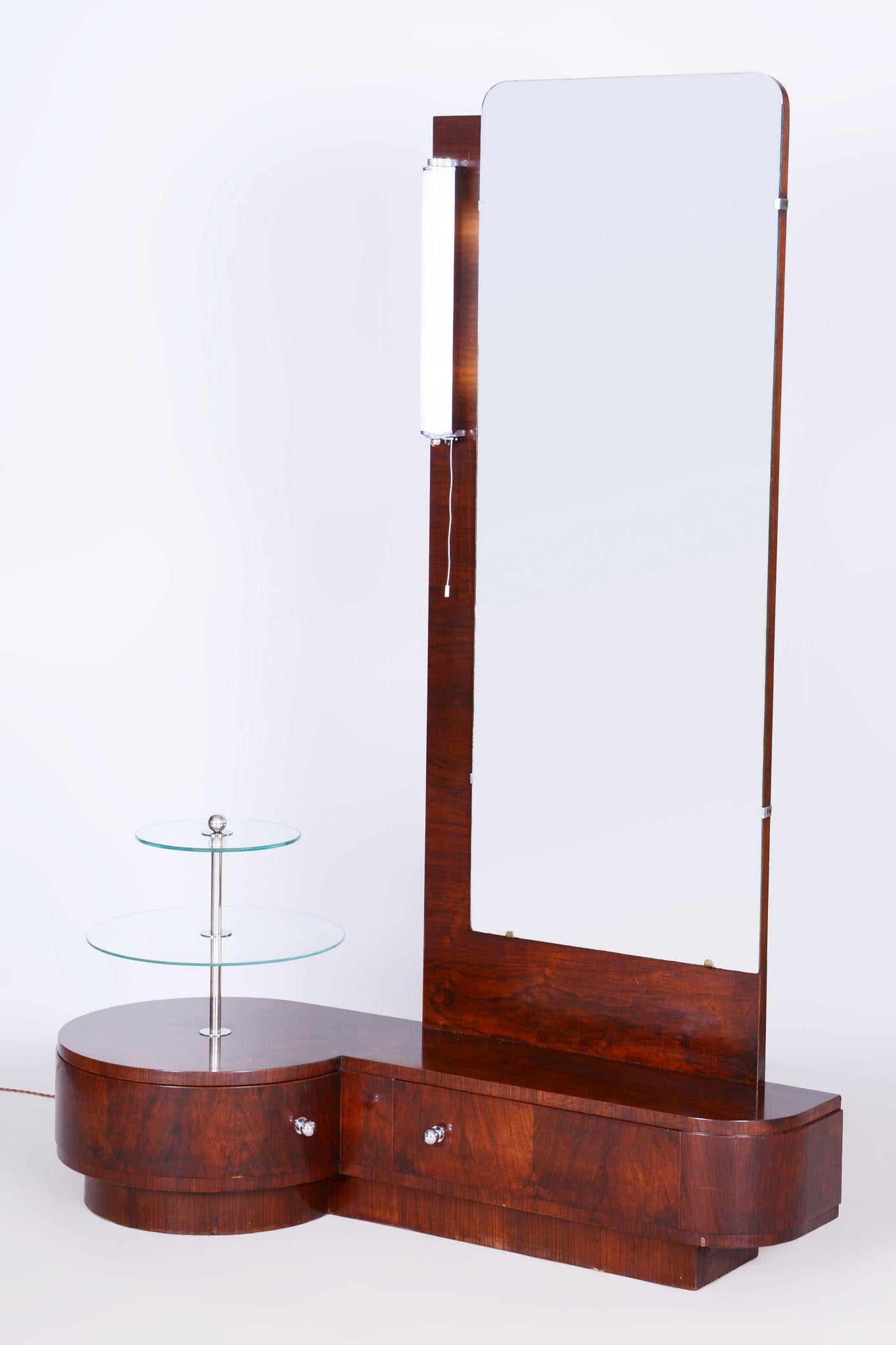 Restored Art Deco Dressing Mirror, by Halabala, UP Zavody, Walnut, Czech, 1920s For Sale 11