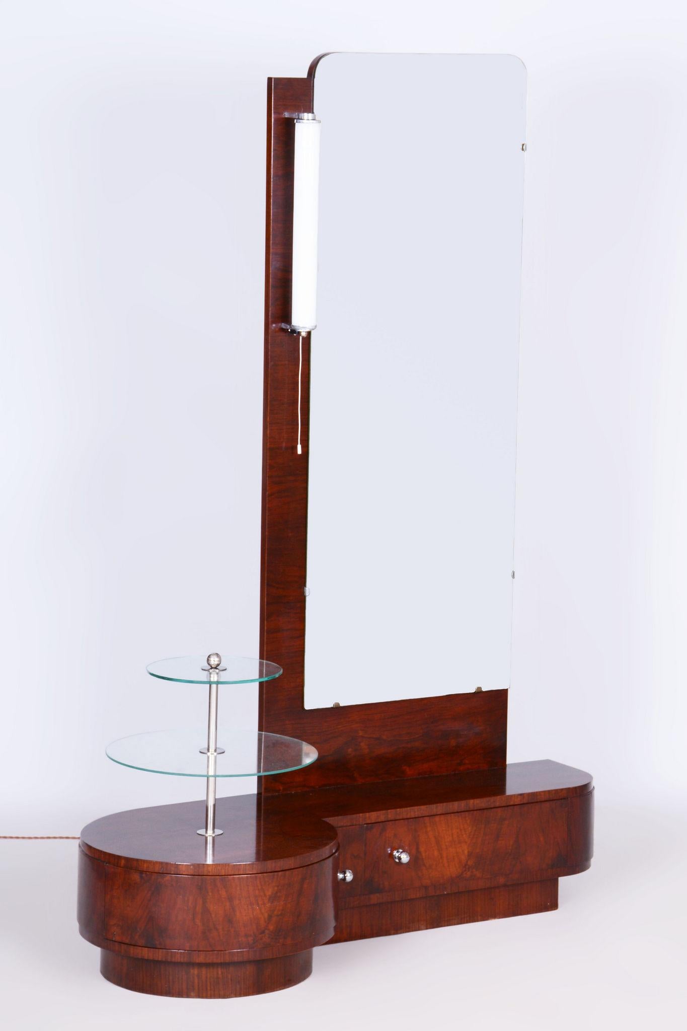 Restored Art Deco Dressing Mirror, by Halabala, UP Zavody, Walnut, Czech, 1920s For Sale 12