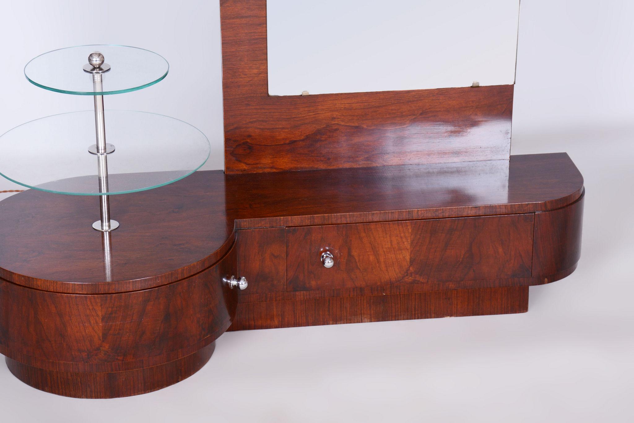 Early 20th Century Restored Art Deco Dressing Mirror, by Halabala, UP Zavody, Walnut, Czech, 1920s For Sale