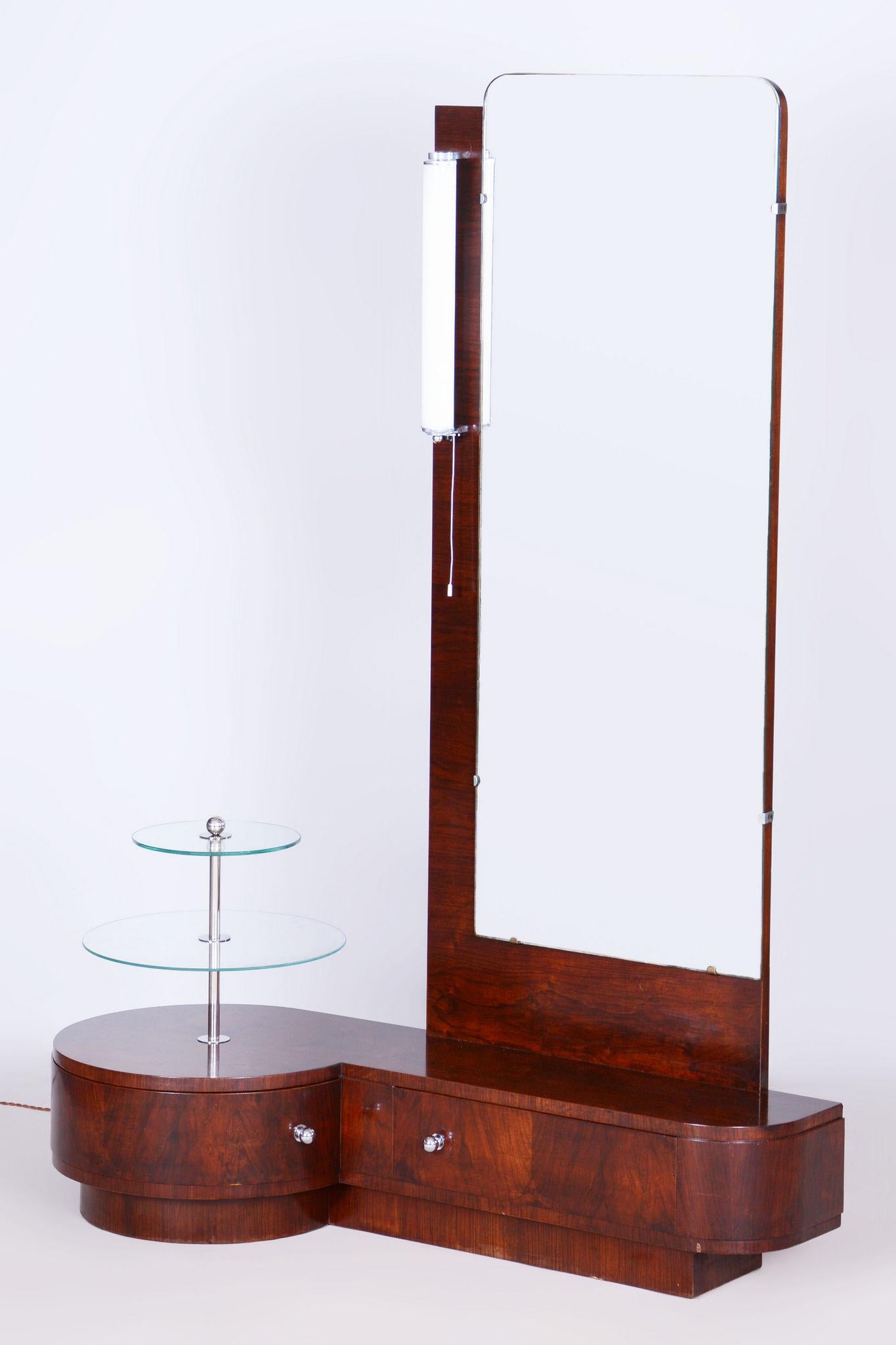 Restored Art Deco Dressing Mirror, by Halabala, UP Zavody, Walnut, Czech, 1920s For Sale 1