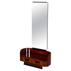 Miroir de coiffeuse Art Deco restauré, par Halabala, Up Zavody, noyer, tchèque, années 1930