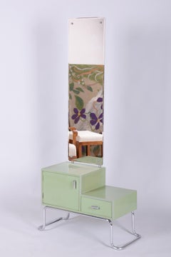 Restored Art Deco Dressing Mirror, by R. Slezak, Chrome, Steel, Czech, 1930s