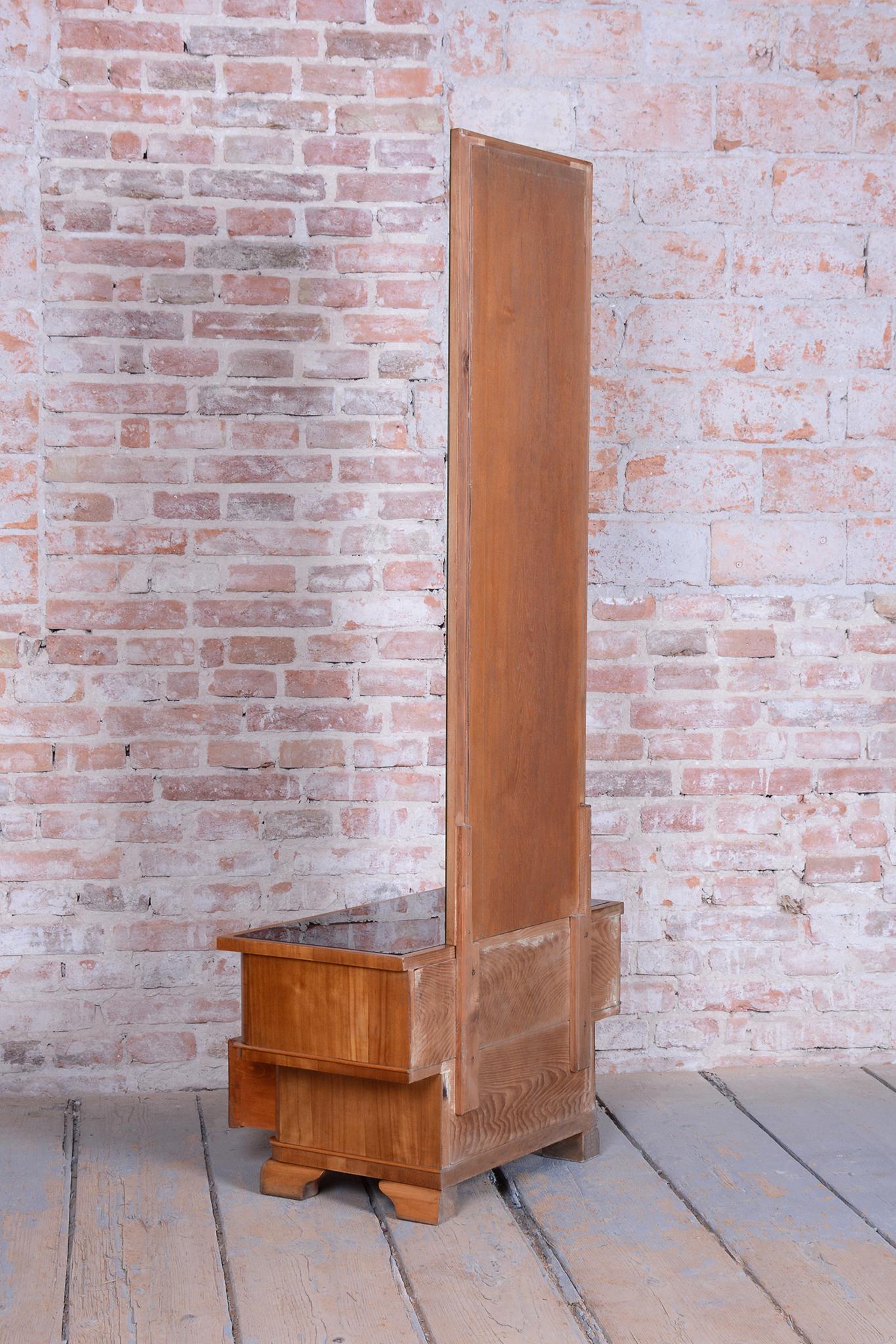 Espejo Vestidor Art Decó Restaurado, Madera de Cerezo, Cristal, Pulido, Checo, Años 20 en venta 5