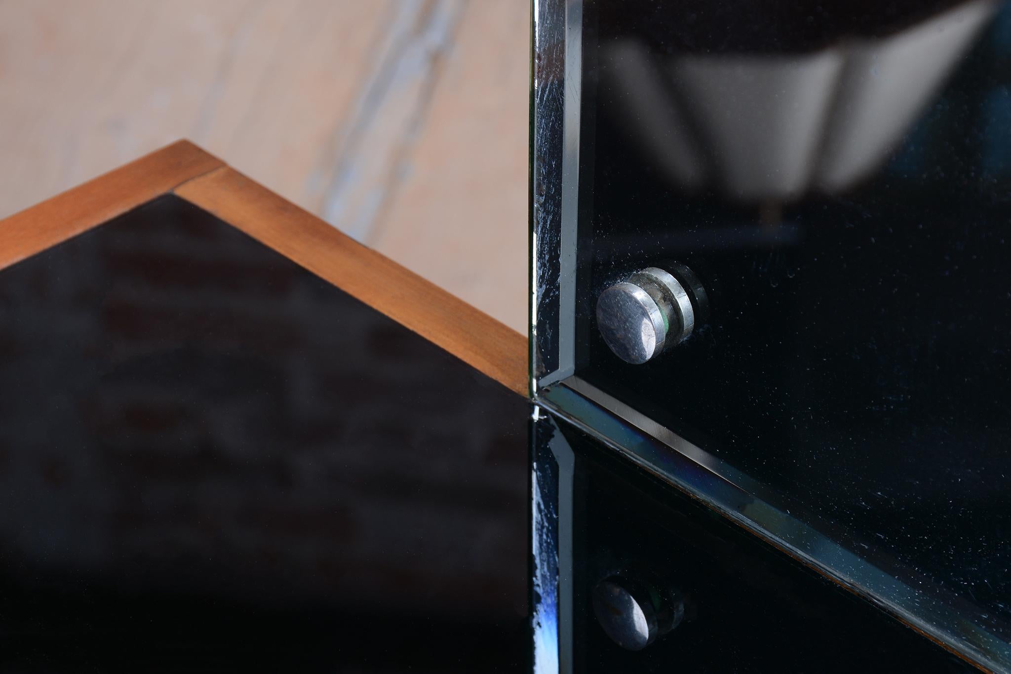 Espejo Vestidor Art Decó Restaurado, Madera de Cerezo, Cristal, Pulido, Checo, Años 20 en venta 2