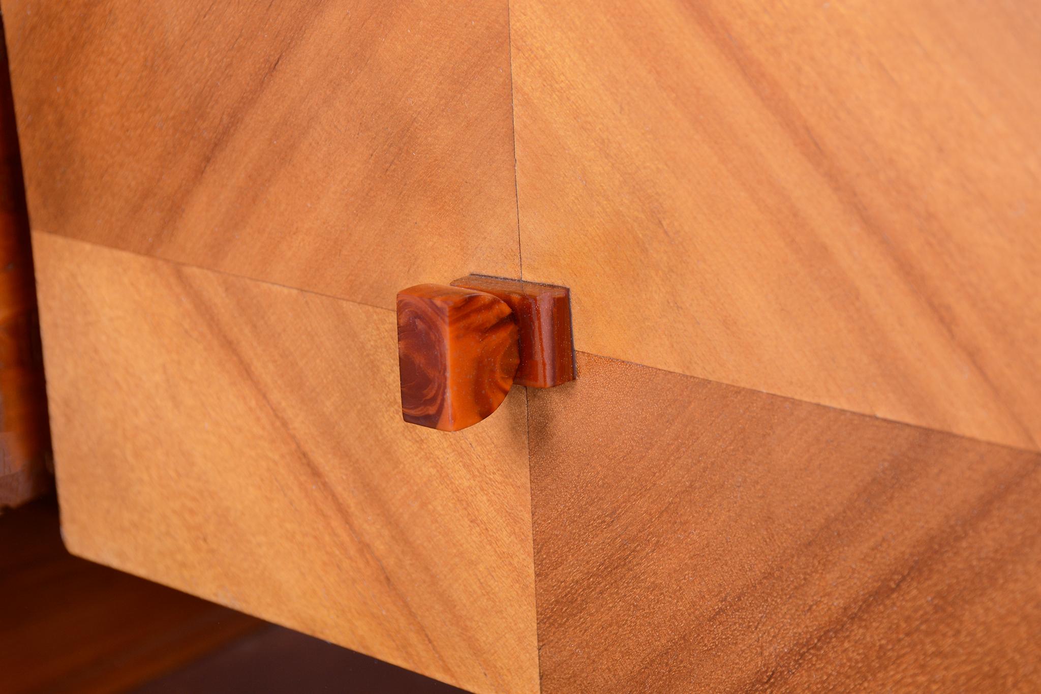 Espejo Vestidor Art Decó Restaurado, Madera de Cerezo, Cristal, Pulido, Checo, Años 20 en venta 3