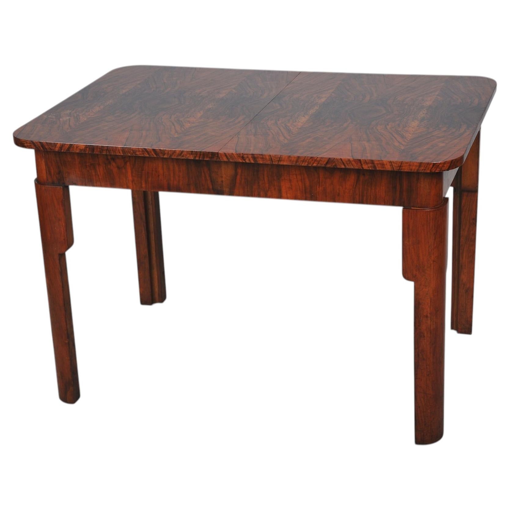 Mesa de comedor extensible de estilo Art Déco restaurada, haya, abeto, nogal, checa, década de 1930 en venta