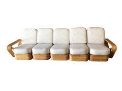Restored Art Deco Six-Strand Square Pretzel Five-Seat Sectional Sofa