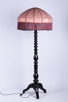 Restored Art Deco Floor Lamp, Beech, New Electrification, Czech, 1910s