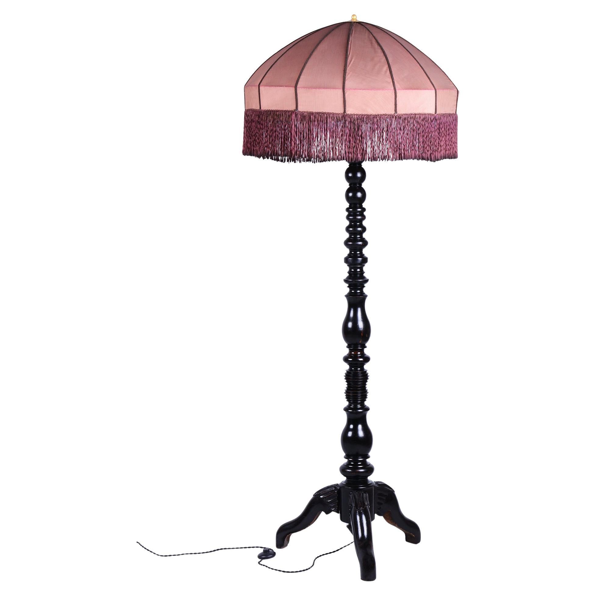 Restored Art Deco Floor Lamp, Beech, New Electrification, Czech, 1910s For Sale