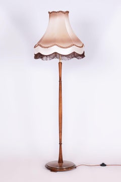 Restored Art Deco Floor Lamp, Beech, New Electrification, Czech, 1930s