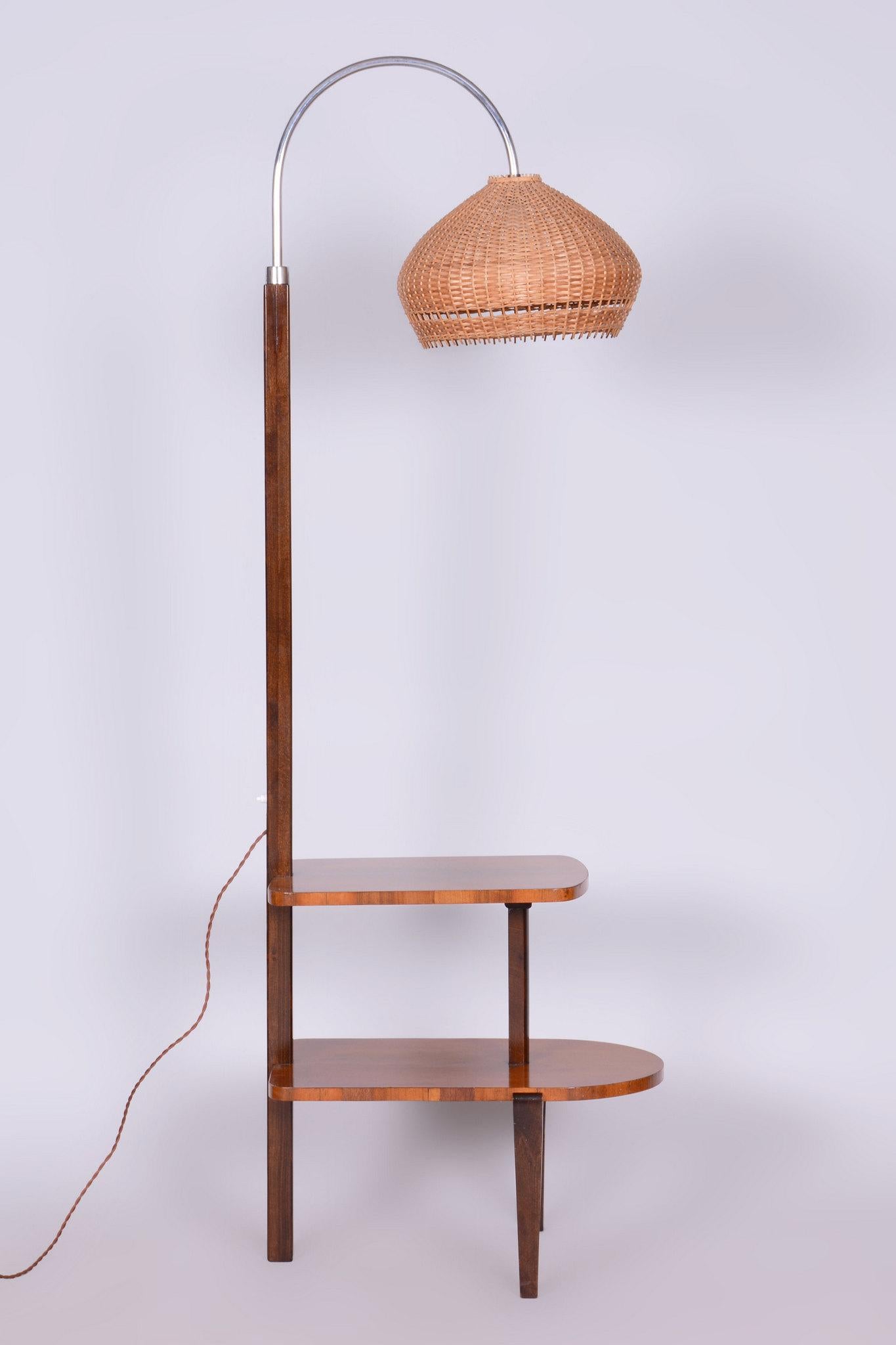 Restored Art Deco Floor Lamp, by J. Halabala for UP Závody, Walnut, Czech, 1930s For Sale 5