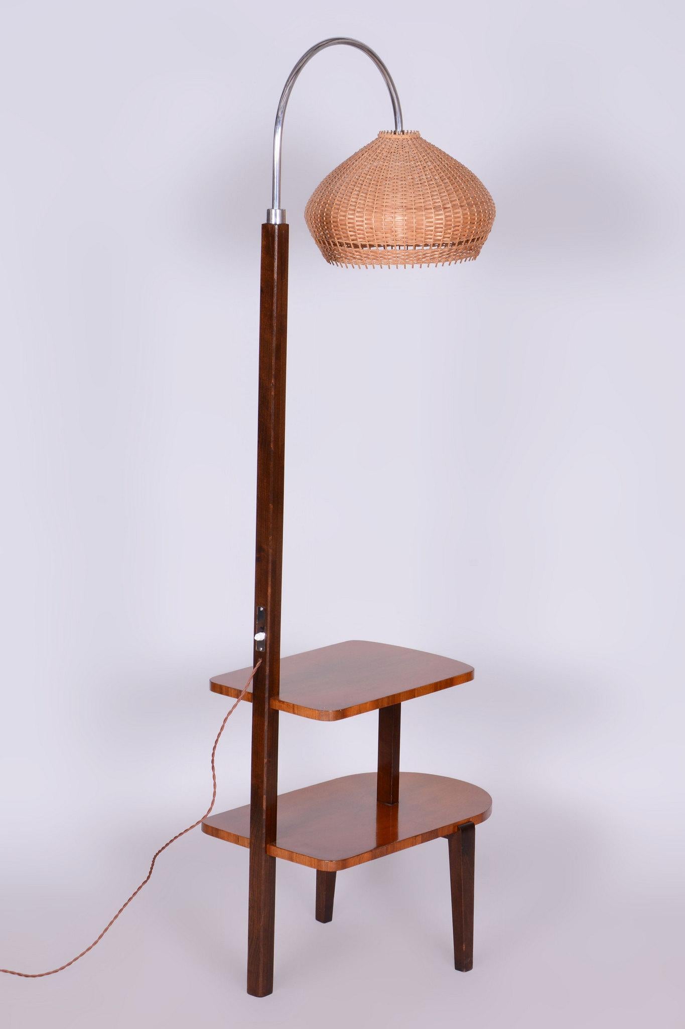 Restored Art Deco Floor Lamp, by J. Halabala for UP Závody, Walnut, Czech, 1930s For Sale 6