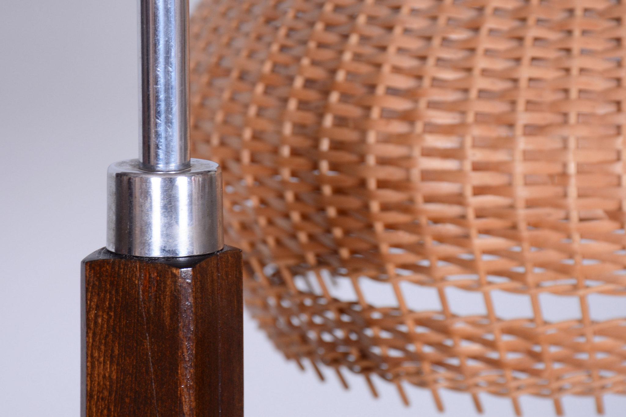 Restored Art Deco Floor Lamp, by J. Halabala for UP Závody, Walnut, Czech, 1930s For Sale 8