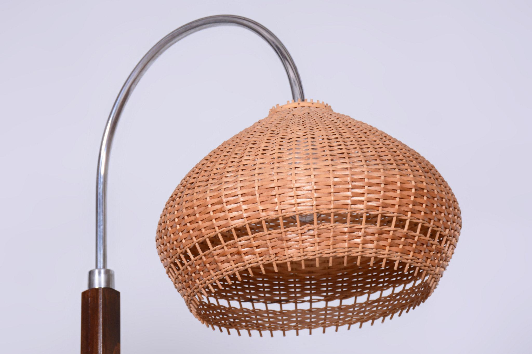 Restored Art Deco Floor Lamp, by J. Halabala for UP Závody, Walnut, Czech, 1930s For Sale 9