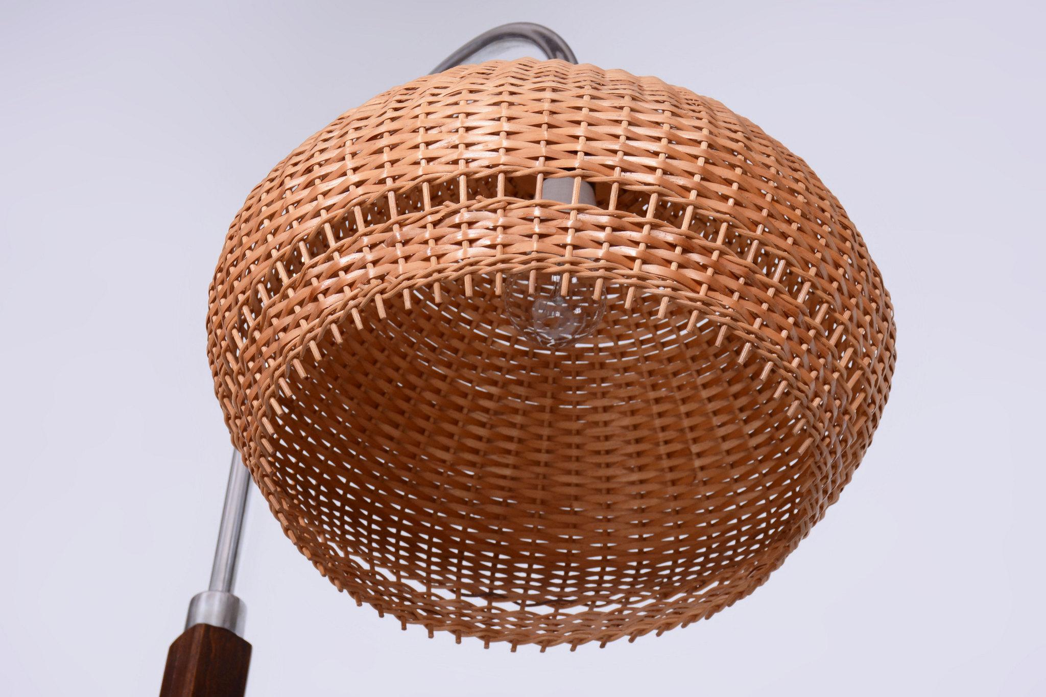 Restored Art Deco Floor Lamp, by J. Halabala for UP Závody, Walnut, Czech, 1930s For Sale 10